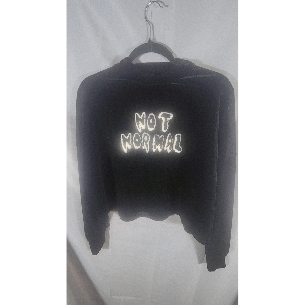 Nothing Lasts Forever Black Velvet Not Normal Mock Neck Sweatshirt Witchy EUC